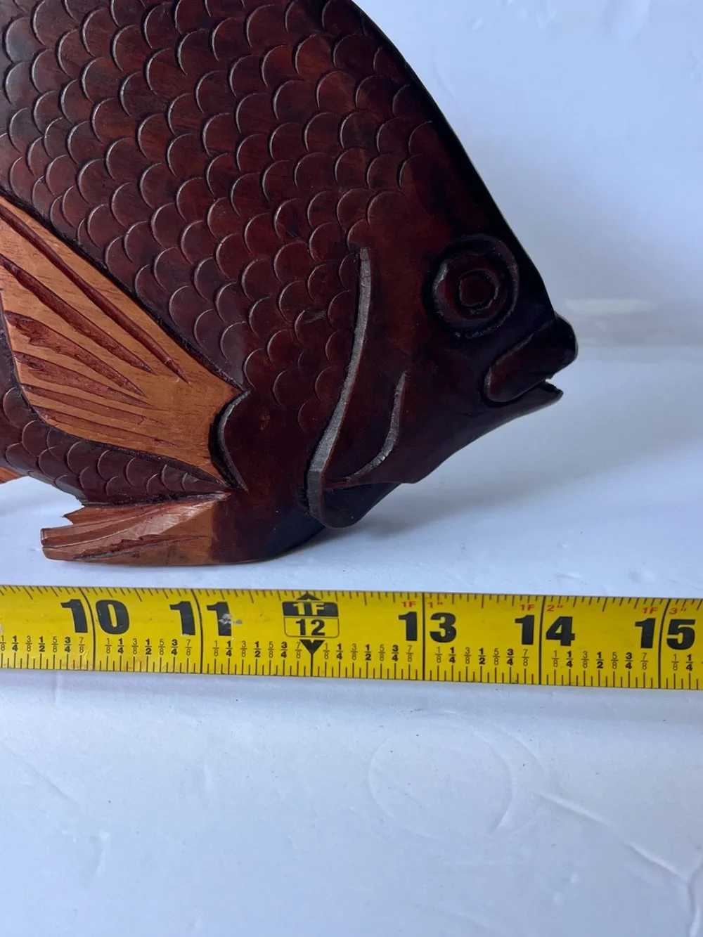 Hand-Carved Brown Wooden Fish Wall Décor - Brown Nautical Accent